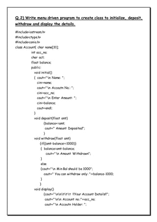 C++ 25 programs Class XII | PDF