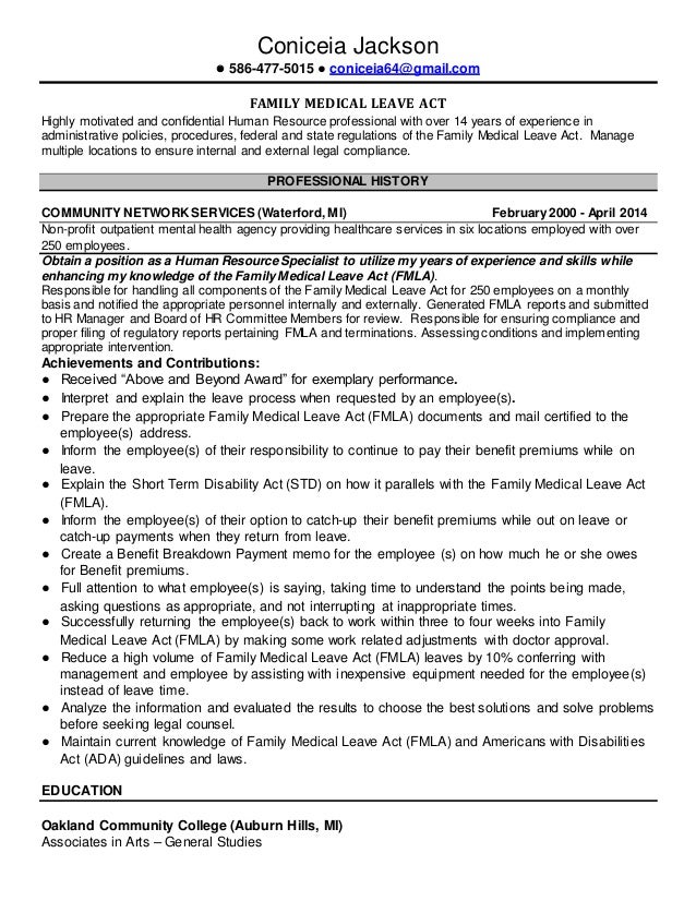 human resources specialist resumes