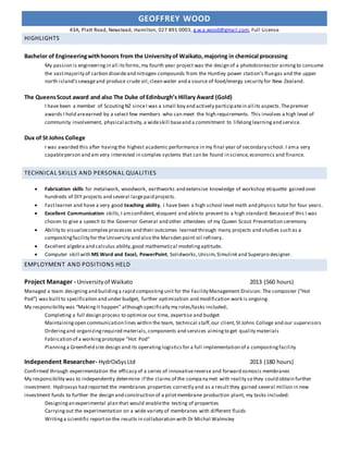 Geoffrey Wood Hamilton City Council CV | PDF