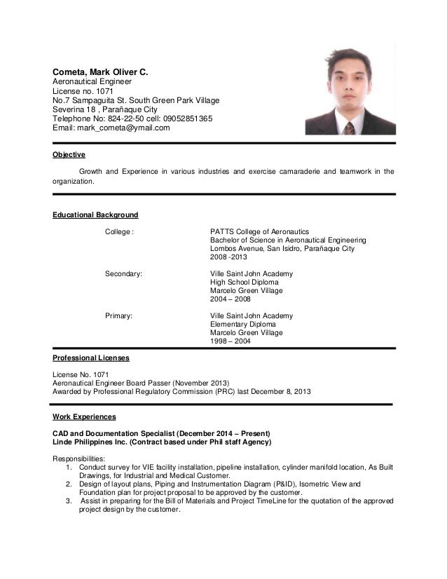 aeronautical engineering resumes
