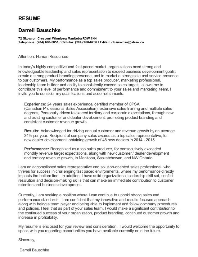 Darrell Bauschke Resume Sales Representative April 2016