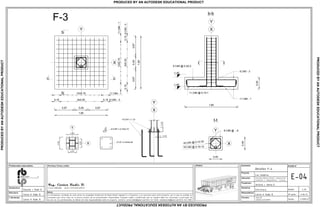 0,670,450,67
1,80
0,67 0,45 0,67
1,80
0,40
1,80
b-bb-b
b
b
cc
X
Y
12x0,1511#4-1
12x0,15 11 #4 - 1
0,155x0,300,156#3-3
0,15 5x0,30 0,15 6 #3 - 3
1.40-
1.80-
11 #4 @ 0,15-1
6 #3 @ 0,30-3
11 #4 - 1
6 #3 - 3
t t
X
Y
F-3
0,45
0,45
t-tt-t
X
Y
16 #3 @ 0,10-33
16 #3 @ 0,10-13
8 #5 @ - 8
X
Y
4 3/4" x 1,10
X
Y
0,400
0,400
0,275
0,275
0,100
0,150
6 3/8" x 0,15x0,10
1/2" x 0,40x0,40
La informacion contenida en este plano es propiedad intelectual de Radic Biazik Ingenier a y Proyectos y es exclusiva para este proyecto, por lo que se prohibe su
utilizaci n para otros fines sin la previa consulta de los profesionales responsables. Cualquier cambio o modificaci n que se requiera debe ser consultado y autorizado; de
no ser asi, los profesionales se liberan de toda responsabilidad sobre el proyecto. Contacto: carlosradicb@gmail.com/0414 547 0436; radiceduardo@gmail.com/0414 545 5383.
E-04
Detalles F-4.
Avenida Alberto Ravell, urbanizaci n
Fundesfel 2. Independencia - Yaracuy.
Contenido:
Propietario:
Antonio J. Abreu D.
Disciplina:
Estructura.
Proyecto:
Los Campitos.
Resposable(s):
Formato:
Escala:
Fecha:
1:25
4 de 12
17/09/13
Permisos, firmas y sellos :
Notas:
.dwg/.pdf
Tabloide (427x210)mm
Carlos H. Radic B.
Arquitectura:
Eduardo J. Radic B.
Estructura:
Carlos H. Radic B.
I. Sanitarias:
Carlos H. Radic B.
Profesionales responsables: Modelo:
PRODUCEDBYANAUTODESKEDUCATIONALPRODUCT
PRODUCEDBYANAUTODESKEDUCATIONALPRODUCT
PRODUCEDBYANAUTODESKEDUCATIONALPRODUCT
PRODUCED BY AN AUTODESK EDUCATIONAL PRODUCT
 
