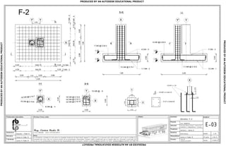 0,680,500,62
1,80
0,63 0,40 0,80
2,20
1,80
0,40
0,40
2,20
h-hh-h
h
h
ii
X
Y
12x0,1511#4-2
0,20 12x0,15 0,20 13 #4 - 1
0,155x0,300,156#3-5
0,20 6x0,30 0,20 7 #3 - 3
1.40-
1.80-
13 #4 @ 0,15-1
7 #3 @ 0,30-3
11 #4 - 2
6 #3 - 5
Y
1.40
-
1.80-
11 #4 @ 0,15-2
6 #3 @ 0,30-5
13 #4 - 1
7 #3 - 3
Y' X
s s r r
Y'
0,35
0,35
0,50
0,40
r-rr-r
X
Y'
16 #3 @ 0,10-7
16 #3 @ 0,10-6
8 #4 @ - 4
s-ss-s
X
Y
16 #3 @ 0,10-10
16 #3 @ 0,10-11
16 #3 @ 0,10-9
10 #5 @ - 8
0,40
0,35
i-iF-2
X
Y
X
0,100
0,150
0,245
0,400
0,305
0,2150,235
4 3/4" x 1,10
5 3/8" x 0,15x0,10
1/2" x 0,45x0,40
La informacion contenida en este plano es propiedad intelectual de Radic Biazik Ingenier a y Proyectos y es exclusiva para este proyecto, por lo que se prohibe su
utilizaci n para otros fines sin la previa consulta de los profesionales responsables. Cualquier cambio o modificaci n que se requiera debe ser consultado y autorizado; de
no ser asi, los profesionales se liberan de toda responsabilidad sobre el proyecto. Contacto: carlosradicb@gmail.com/0414 547 0436; radiceduardo@gmail.com/0414 545 5383.
E-03
Detalles F-2.
Avenida Alberto Ravell, urbanizaci n
Fundesfel 2. Independencia - Yaracuy.
Contenido:
Propietario:
Antonio J. Abreu D.
Disciplina:
Estructura.
Proyecto:
Los Campitos.
Resposable(s):
Formato:
Escala:
Fecha:
1:25
3 de 12
17/09/13
Permisos, firmas y sellos :
Notas:
.dwg/.pdf
Tabloide (427x210)mm
Carlos H. Radic B.
Arquitectura:
Eduardo J. Radic B.
Estructura:
Carlos H. Radic B.
I. Sanitarias:
Carlos H. Radic B.
Profesionales responsables: Modelo:
PRODUCEDBYANAUTODESKEDUCATIONALPRODUCT
PRODUCEDBYANAUTODESKEDUCATIONALPRODUCT
PRODUCEDBYANAUTODESKEDUCATIONALPRODUCT
PRODUCED BY AN AUTODESK EDUCATIONAL PRODUCT
 