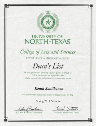 Kenth's Spring 2011 UNT Dean's List.PDF