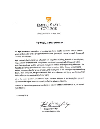 Univeristy Reference Letter
