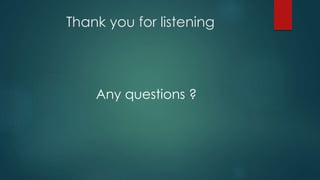Thank you for listening
Any questions ?
 