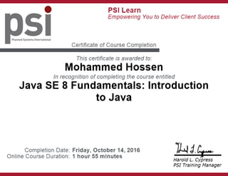 Java SE 8 Fundamentals Intordution