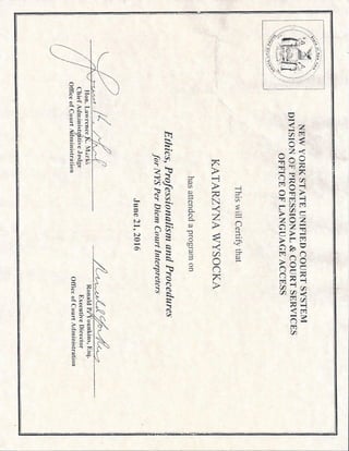 Court certificate
