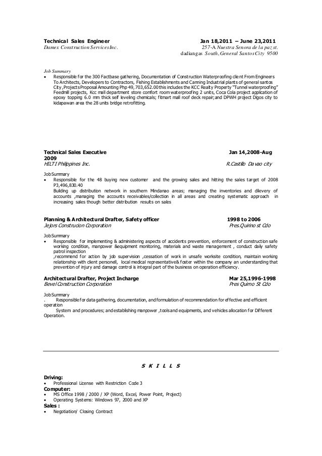 architectural sales resumes hola