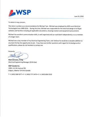 Employee Reference Letter - Michael Tam