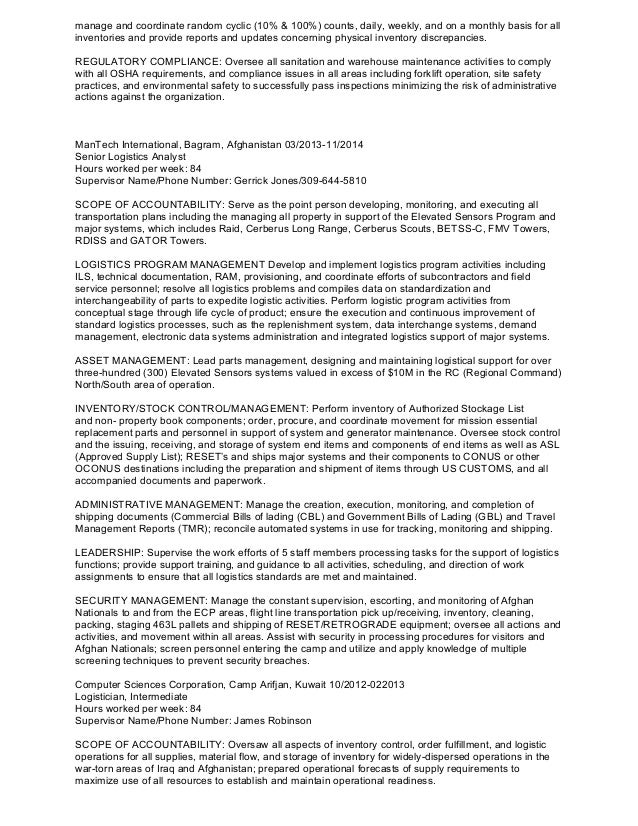 logistician resume