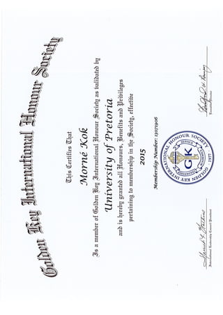 Golden Key Certificate