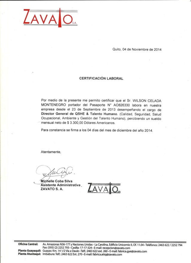 Certificado Laboral Zavato S. A.0001