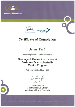 MEA Mentoring Certificate