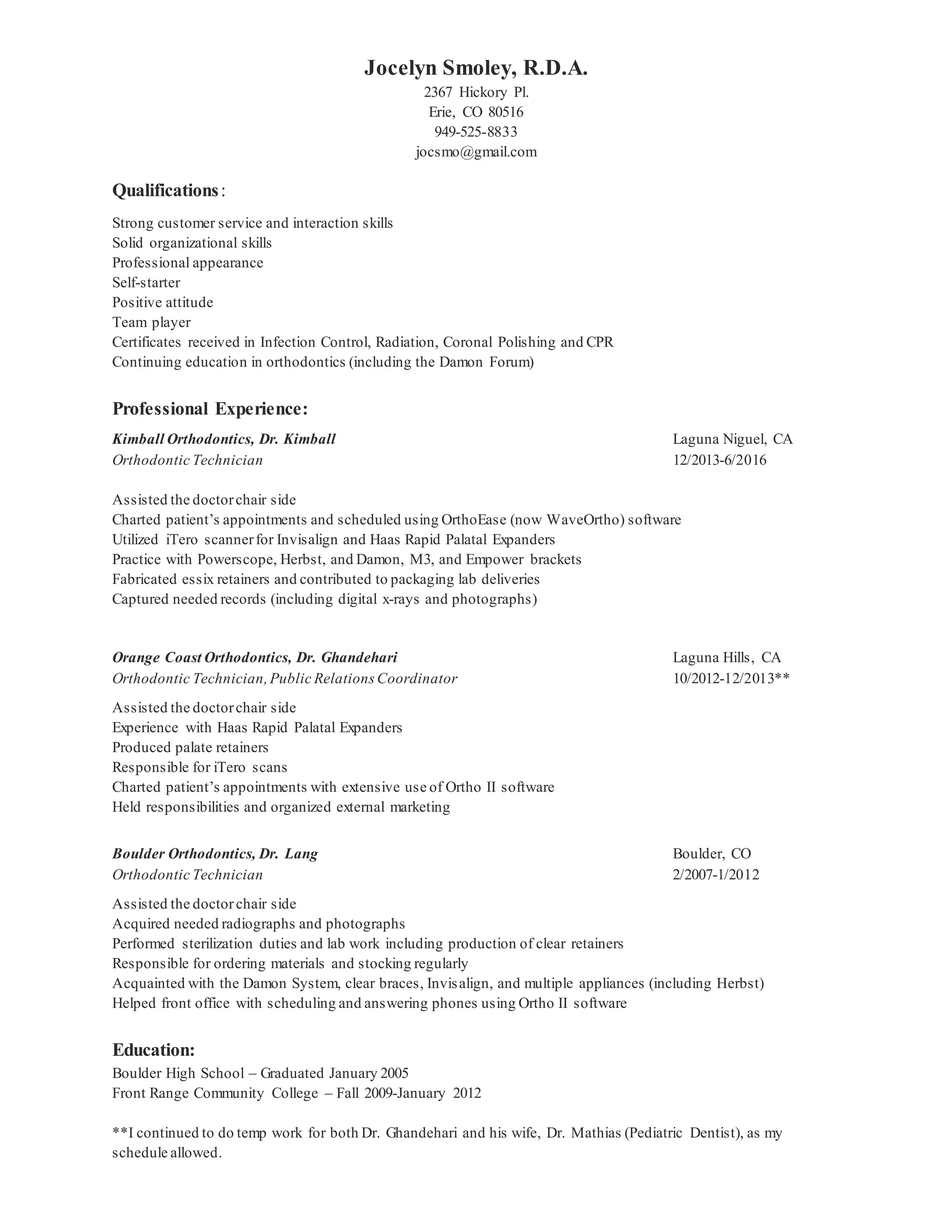 Resume RDA Jocelyn Smoley PDF resume-rda-jocelyn-smoley-pdf