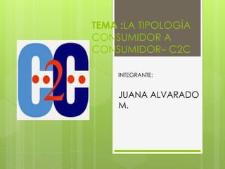 TEMA :LA TIPOLOGÍA 
CONSUMIDOR A 
CONSUMIDOR– C2C 
INTEGRANTE: 
JUANA ALVARADO 
M. 
 