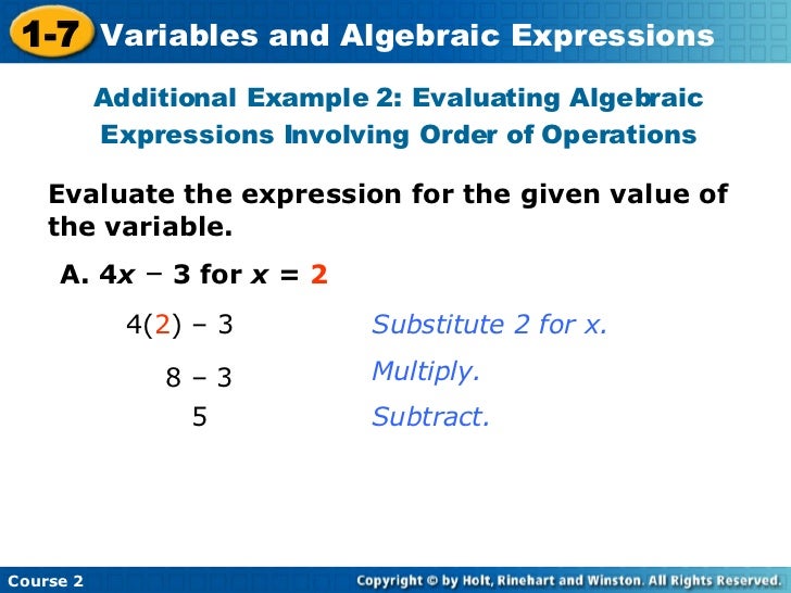 Variable and Algebraic Expressions
