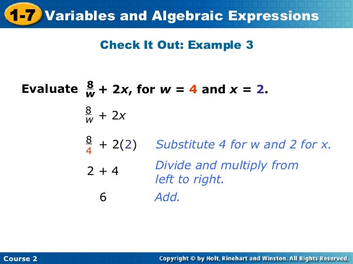 Basic Expressions With Variables Examples