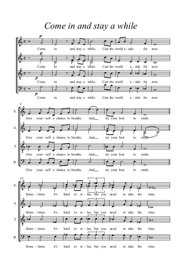 c2 come in and stay a while stay sheet music