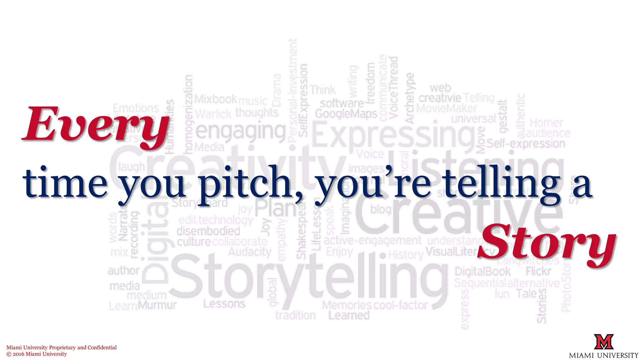 Miami University Proprietary and Confidential
© 2016 Miami University
Every
time you pitch, you’re telling a
Story
 