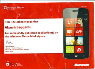 WP7 I Unlock Joy Certificate PDF