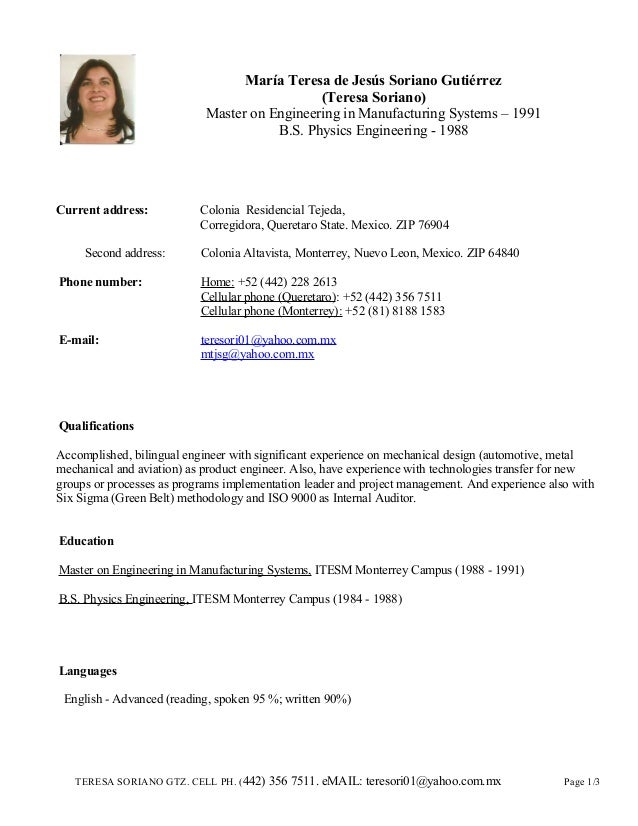 Teresa Soriano English Cv Dec 2014 For Usa