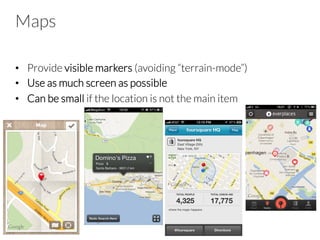 Invitations
•  Helpful tips displayed the ﬁrst time a user launches an app
–  Dialog
–  Tip
–  Tour
–  Video
–  Transparency
–  1st Time Through
–  Persistent
 