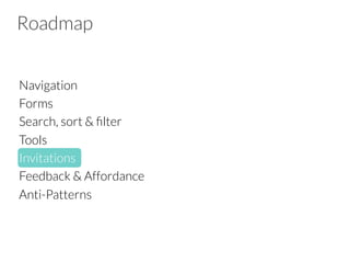 Dialog
•  Keep dialog content short
•  make sure there is an alternate way to access instructions
from within the application
 