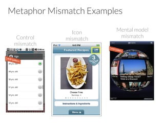 Oceans of Buttons
•  Use standard patterns for displaying page level actions
•  Provide contextual tools for item level actions instead of repeating
the same button
•  Keep page level actions visually separate from navigational
elements
 