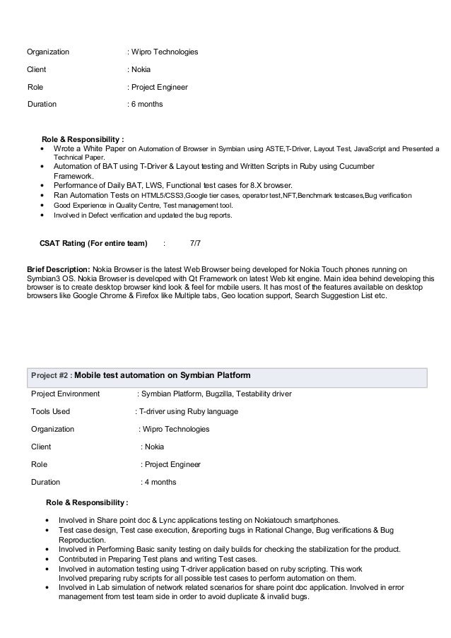 Project Engineer Roles And Responsibilities In Wipro