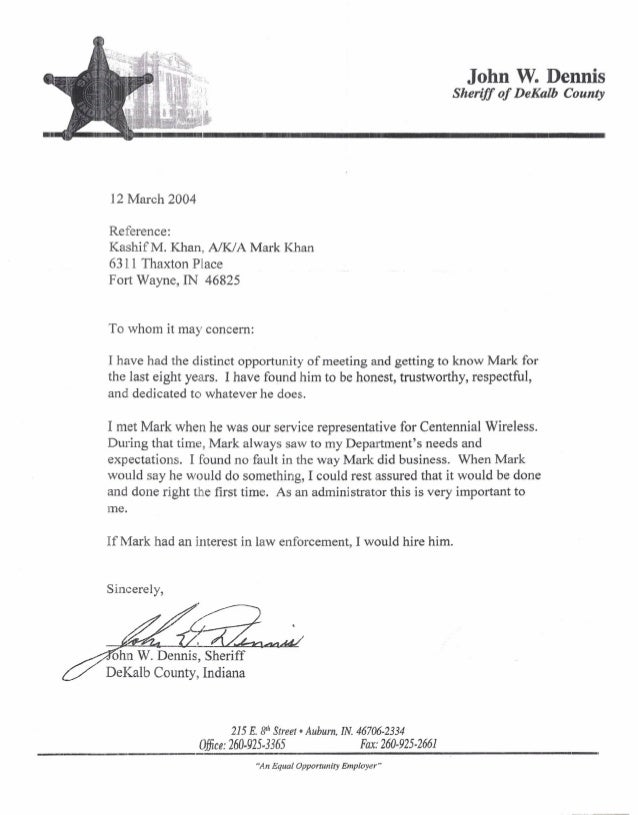 reference letter sheriff dennis letter of recommendation for deputy sheriff