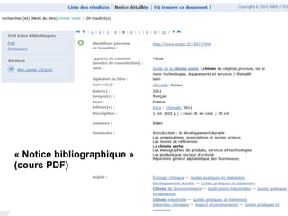 2017-2018
C2I – Domaine 4 – FST Université de La Réunion
25
« Notice bibliographique » 
(cours PDF)
 