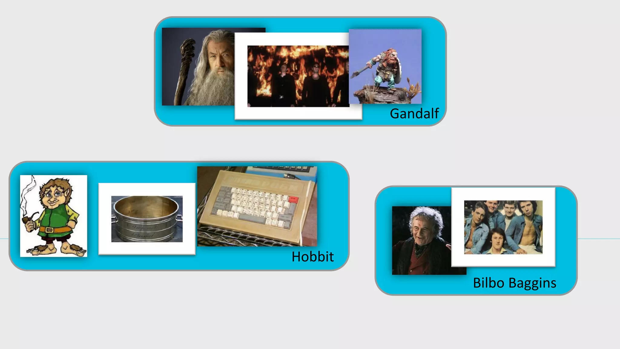 Gandalf 
Hobbit 
Bilbo Baggins  