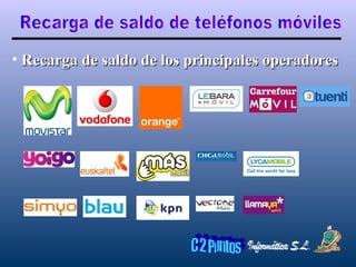 Recarga de saldo de teléfonos móviles Recarga de saldo de los principales operadores 