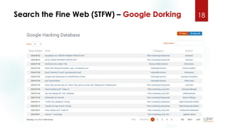 Search the Fine Web (STFW) – Google Dorking 18
 