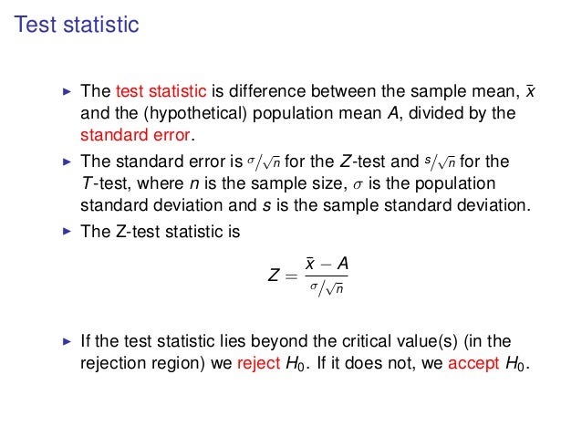 C2 st lecture 10 basic statistics and the z test handout