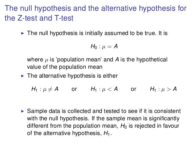 the null hypothesis for a t test