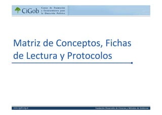 Matriz de Conceptos, Fichas
de Lectura y Protocolos
www.cigob.org.ar
de Lectura y Protocolos
 