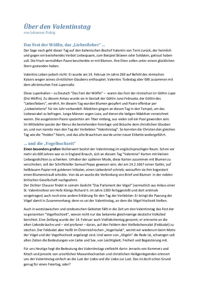 Uber Den Valentinstag Pdf