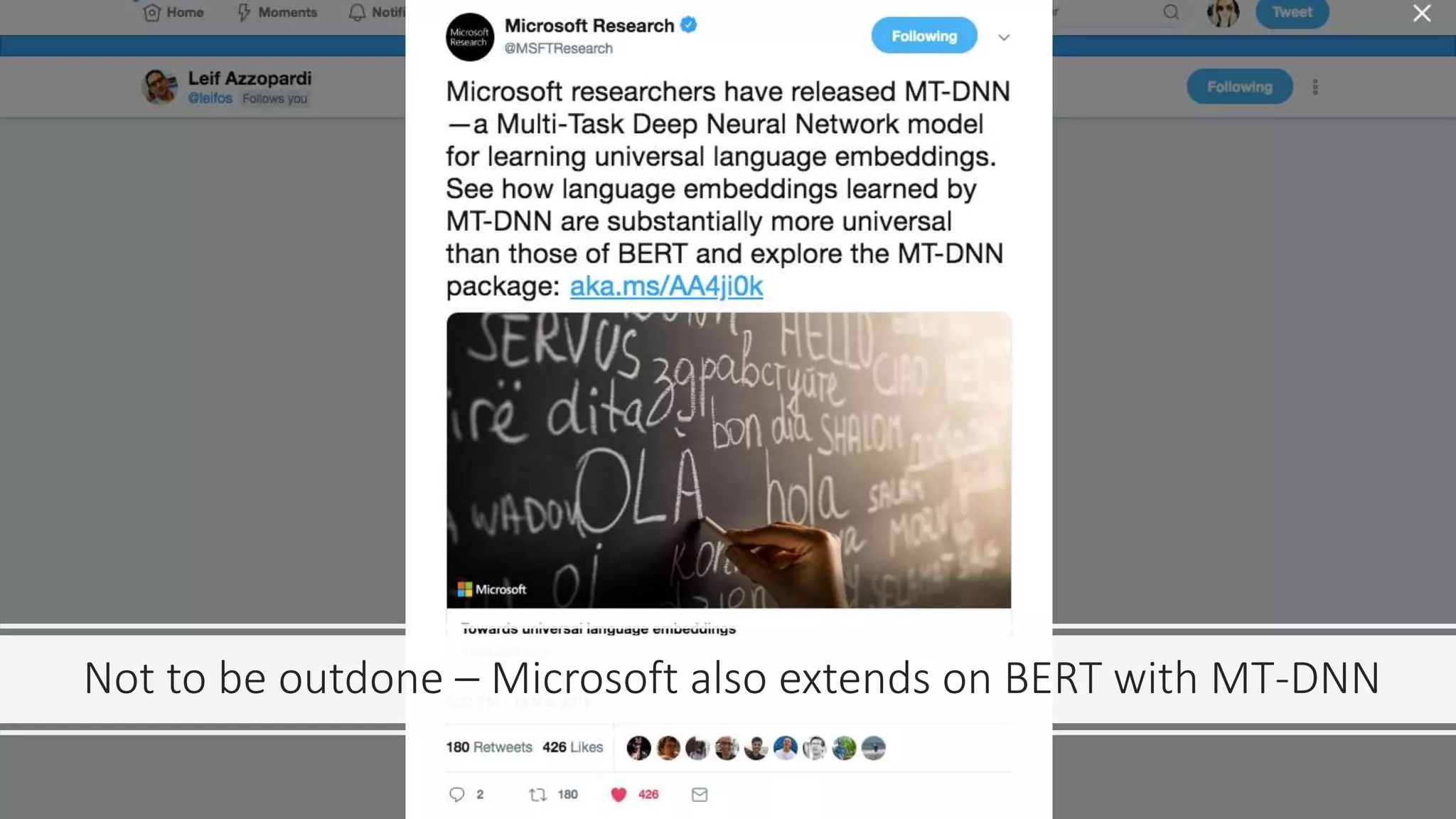Not to be outdone – Microsoft also extends on BERT with MT-DNN
 