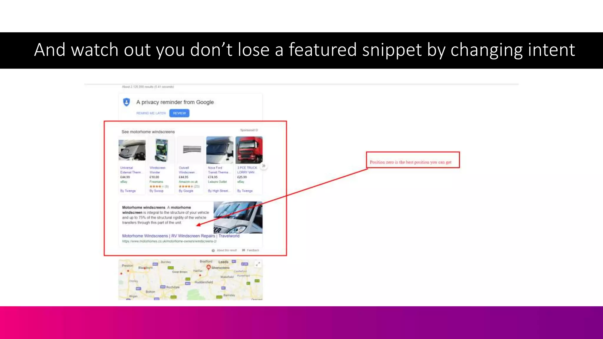 And watch out you don’t lose a featured snippet by changing intent
 