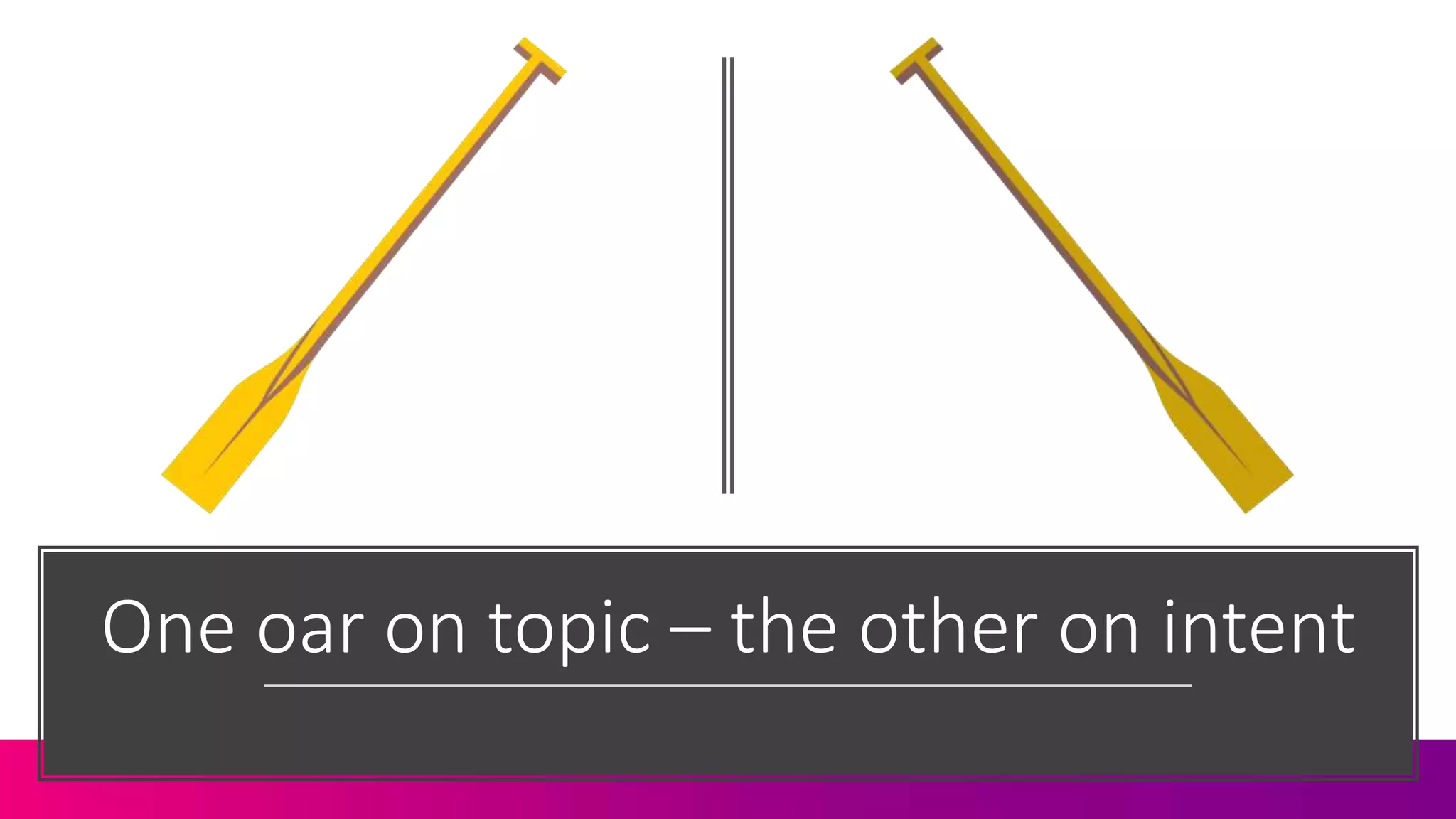 One oar on topic – the other on intent
 