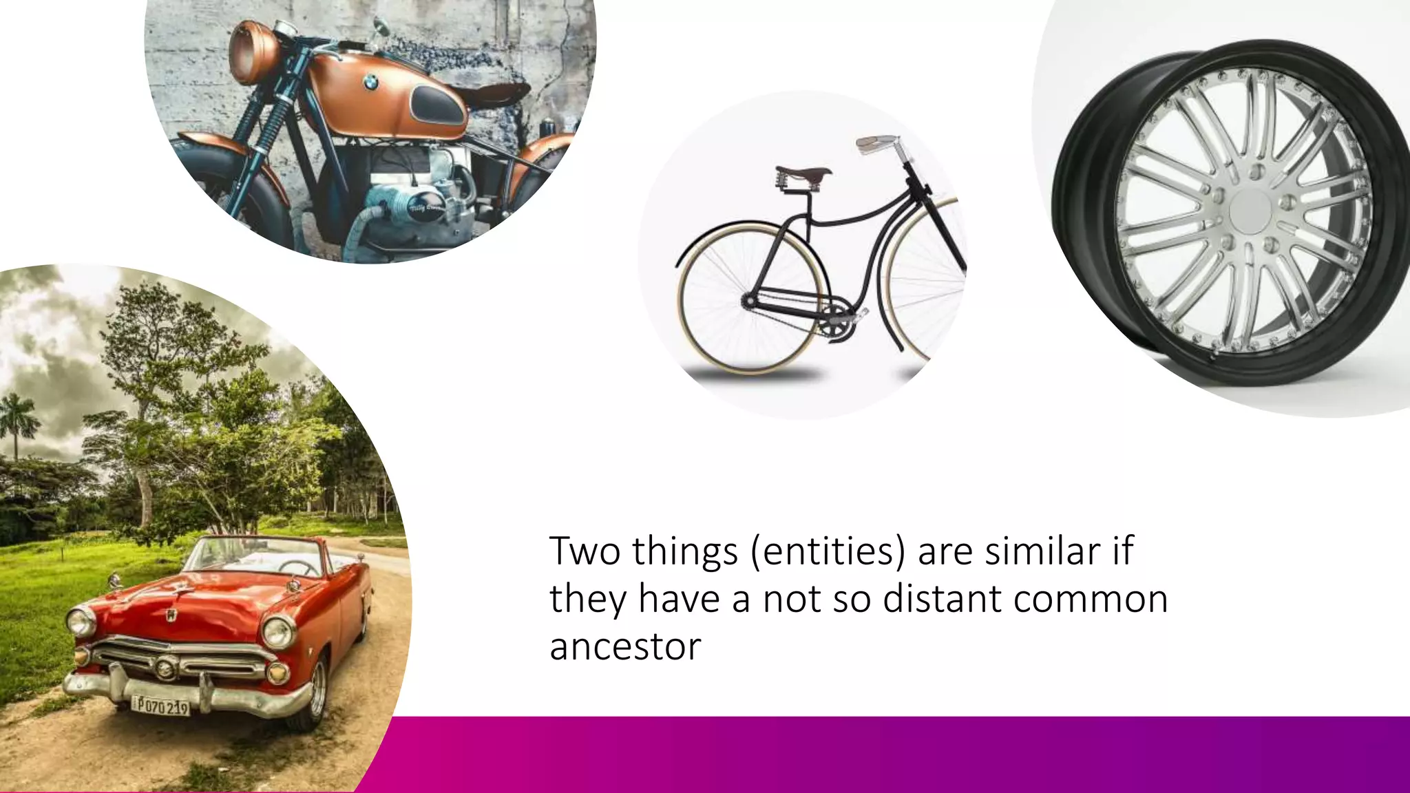 Two things (entities) are similar if
they have a not so distant common
ancestor
 