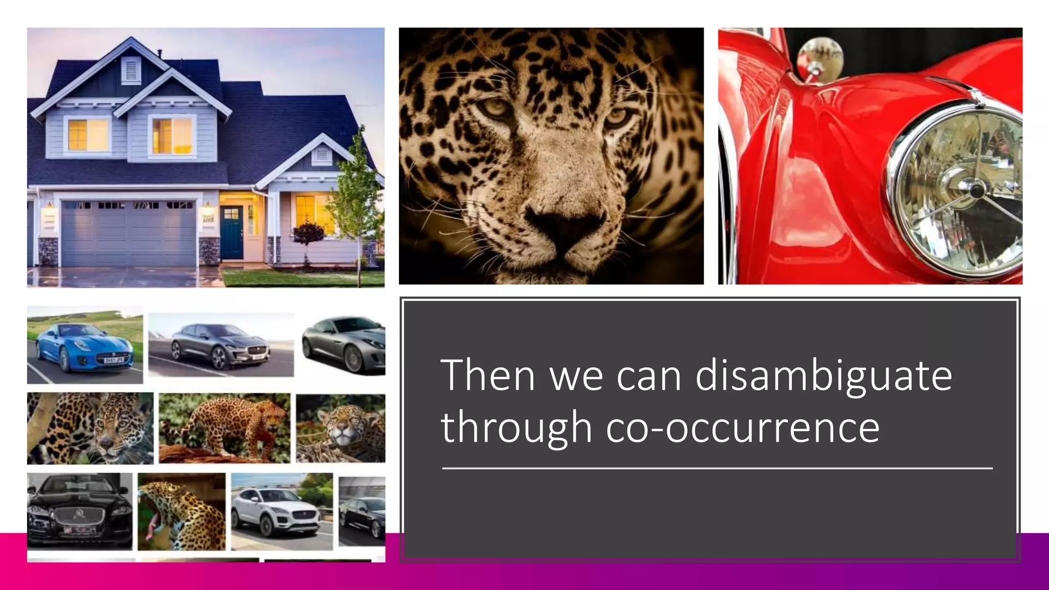 Then we can disambiguate
through co-occurrence
 