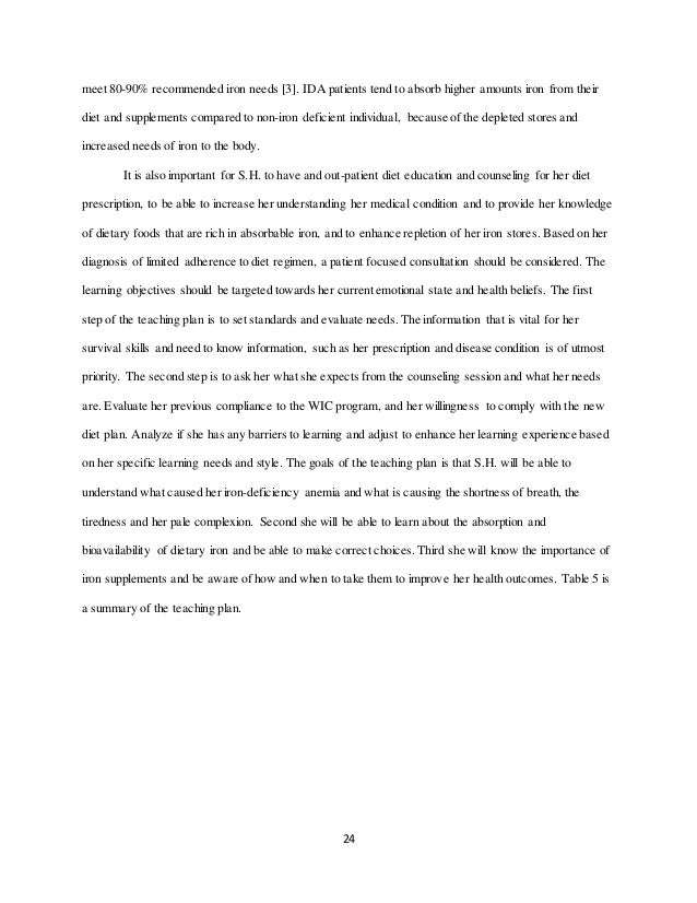 Diet Chart For Anemia Patient Handouts