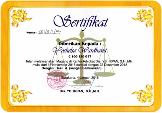 sertifikat magang advokat sertifikat