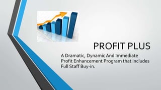 PROFIT PLUS
A Dramatic, Dynamic And Immediate
Profit Enhancement Program that includes
Full Staff Buy-in.
 