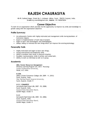 Rajesh Chaurasiya CV | DOCX