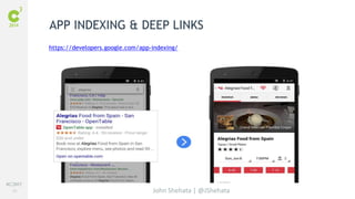 #C3NY 
55 
APP INDEXING & DEEP LINKS 
https://developers.google.com/app-indexing/ 
John Shehata | @JShehata 
 