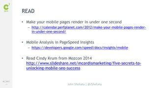 #C3NY 
43 
• Make your mobile pages render in under one second 
– http://calendar.perfplanet.com/2012/make-your-mobile-pag...